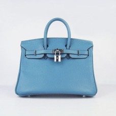 Hermes Birkin 25cm Borsa a mano 6068 blu argento