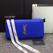 YSL Saint Laurent Clutch 27cm Pelle Liscia Blu