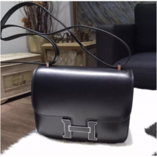 RARE Hermes Mini Constance 18cm Lizard Box Pelle di vitello Palladio Hardware cucita a mano, Noir CK89 RS16457