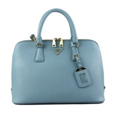 Borsa tote Prada 0812 azzurra con motivo a croce
