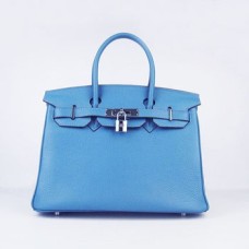 Hermes Birkin 30cm Togo borse in pelle blu argento