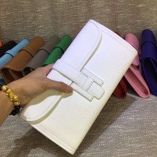 Pochette Jige Hermes Epsom in pelle 29 cm bianca