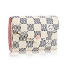 Portafoglio Louis Vuitton Victorine N64022 in tela Damier Azur
