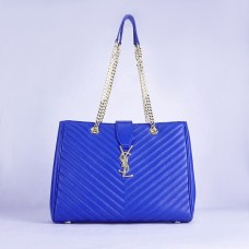 Borsa shopping YSL Saint Laurent con monogramma blu