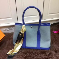 Hermes Garden Party 36cm Borsa a mano in pelle grigio blu blu elettrico