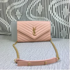 YSL Busta Catena Borsa Caviar Pelle Rosa 23cm