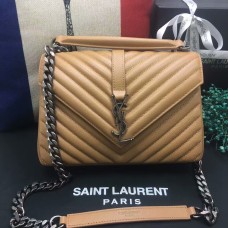 YSL Borsa a spalla con manico superiore 24 cm Albicocca Argento