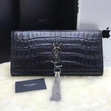 Pochette YSL Nappa 27cm Pelle Di Cocco Nero Argento