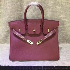 Hermes Birkin 30cm Borsa a mano Togo in pelle bordeaux oro