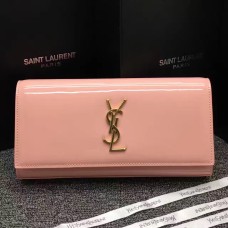 Pochette YSL in pelle verniciata 27 cm rosa