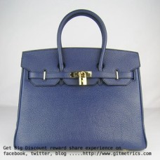 Hermes Birkin 35cm Togo borse in pelle blu scuro dorato