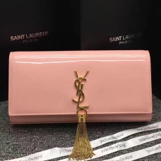 Pochette YSL in pelle verniciata con nappine 27 cm rosa