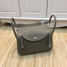 Hermes Lindy 30cm Borsa a mano grigio argento