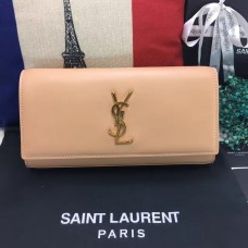 Pochette YSL Saint Laurent 27 cm in pelle liscia albicocca
