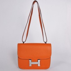 Hermes Constance 23cm Togo Pelle Arancio Argento