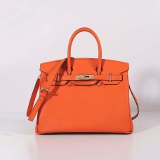 Hermes 30cm Borsa Birkin Togo Pelle con Cinturino Arancio Oro