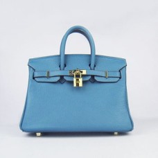 Hermes Birkin 25cm Borsa a mano 6068 Blu dorato