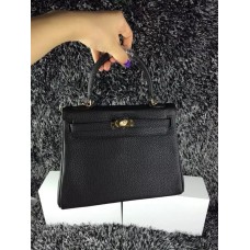 Hermes Kelly 25cm Togo Pelle Nero Oro