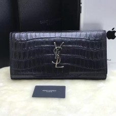 Pochette YSL 27cm Pelle Di Cocco Nero Argento