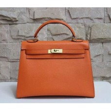 Hermes Kelly 32cm Borsa a mano in pelle Epsom arancione oro