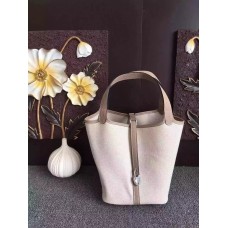 Hermes Picotin Lock Tela Grigio