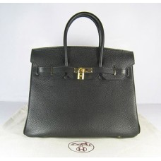 Hermes Birkin 35cm Togo borse in pelle nero dorato