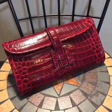 Hermes Jige Clutch 29cm Croco Rosso Scuro