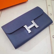 Hermes Constance Portafoglio Togo in pelle blu scuro