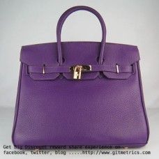 Hermes Birkin 35cm Togo borse in pelle viola dorato