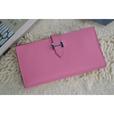Portafoglio Hermes in pelle di vitello H005 H rosa