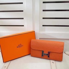 Hermes Constance Portafoglio Togo in pelle arancione