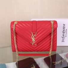 YSL Saint Laurent Borsa classica grande con monogramma rossa 31 cm