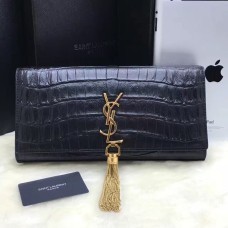 Pochette YSL Nappa 27cm Pelle Di Cocco Nero Oro