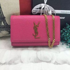Borsa a catena in pelle caviale YSL 22 cm oro rosa