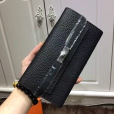 Portafoglio Hermes Kelly Togo in pelle nera