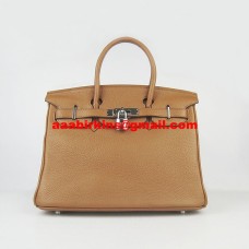 Hermes Birkin 30 cm Togo borse in pelle argento caffè chiaro