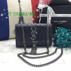 Borsa piccola YSL con catena nappa 17 cm serpente nero argento