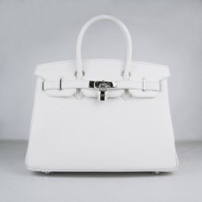 Hermes Birkin 30cm Togo borse in pelle bianco argento
