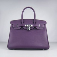 Hermes Birkin 30cm Togo borse in pelle viola argento