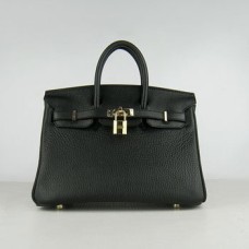 Hermes Birkin 25cm Borsa a mano 6068 nero dorato