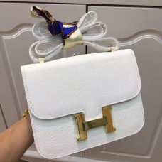 Hermes Constance Borsa 23 cm in pelle Epsom oro bianco