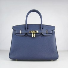 Hermes Birkin 30cm Togo borse in pelle blu scuro dorato
