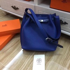 Hermes So Kelly 28cm Togo Borsa a tracolla in pelle blu elettrico argento