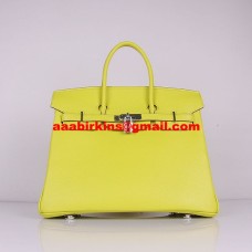 Hermes Birkin 30 cm Togo borse in pelle giallo limone argento