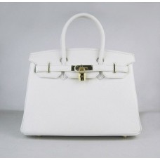 Hermes Birkin 30cm Togo borse in pelle bianco dorato