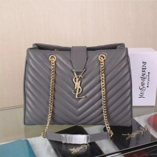 Borsa shopping YSL Saint Laurent con monogramma grigia