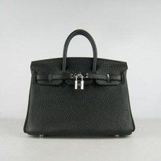 Hermes Birkin 25cm Borsa a mano 6068 argento nero