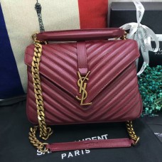 Borsa a tracolla YSL con manico superiore 24 cm oro rosso scuro