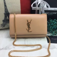 YSL Borsa a catena in pelle liscia 22 cm Albicocca