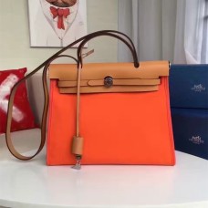 Hermes Herbag Borsa in tela arancione da 31 cm